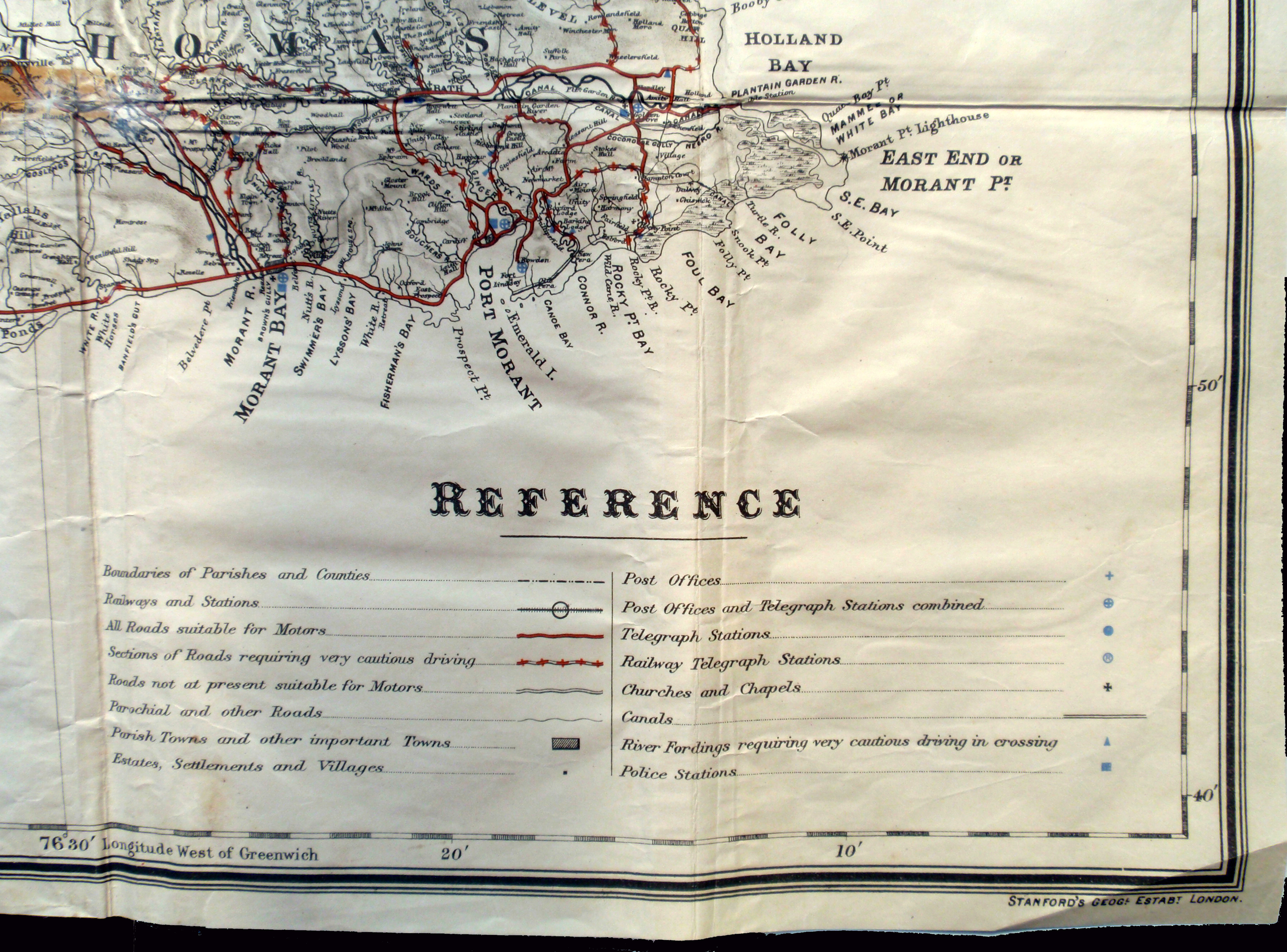 St Thomas and Key map of Jamaica 1927
